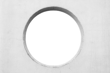 concrete wall with circular hole isolated on white - Powered by Adobe