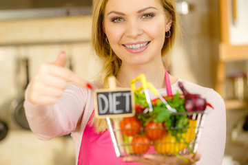 Shopping backet with dieting vegetables