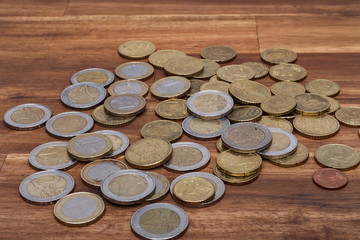 Euro coins on the table