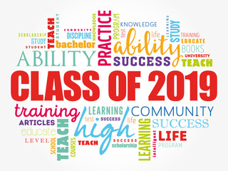 CLASS OF 2019 word cloud collage, education concept background