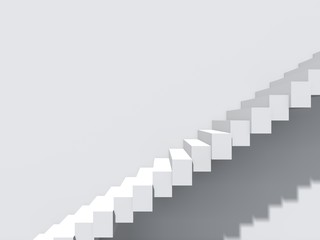 Conceptual stair on wall background building or architecture as metaphor to business success, growth, progress or achievement. 3D illustration of creative steps riseing up to the top as vision design