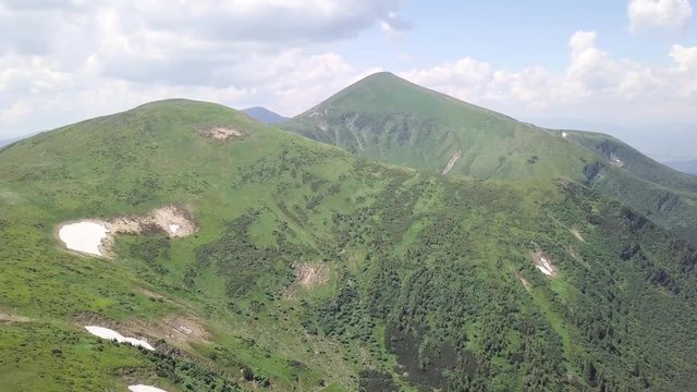 Aerial view of the summer mountain landscape. Carpathians. Ukraine