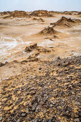Landscape of the Rock formations at the Western White Desert National Park of Egypt