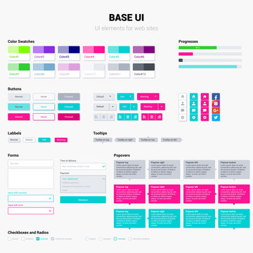 Ui kit in trendy bright colors. Vector elements. Easy change.