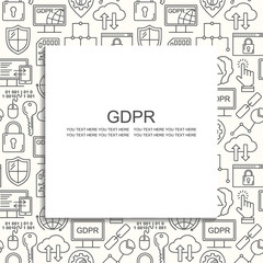 Vector line style seamless internet security pattern. General Data protection linear concept. Web privacy and safety outlune background.