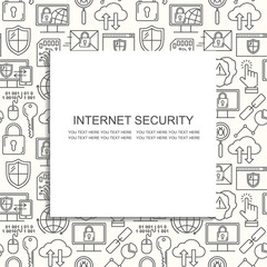 Vector line style seamless internet security pattern. General Data protection linear concept. Web privacy and safety outlune background.