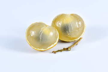 Fresh longan close up on white background