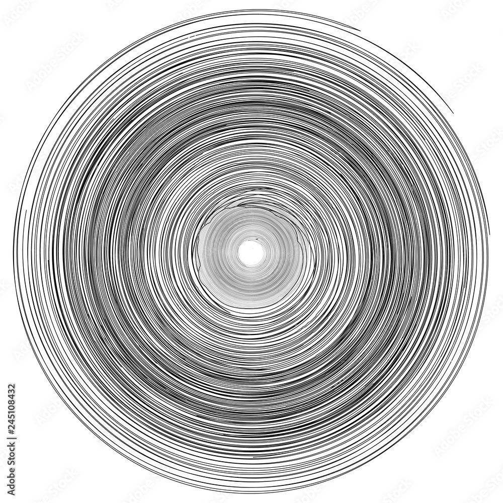 Poster Concentric rings, circles pattern abstract monochrome element, vortex whirlpool vector