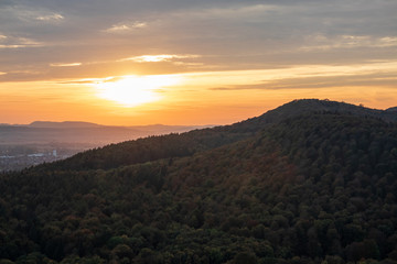 Obraz premium Sunset over village Steinbergen in Germany
