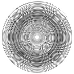 Concentric rings, circles pattern abstract monochrome element, vortex whirlpool vector