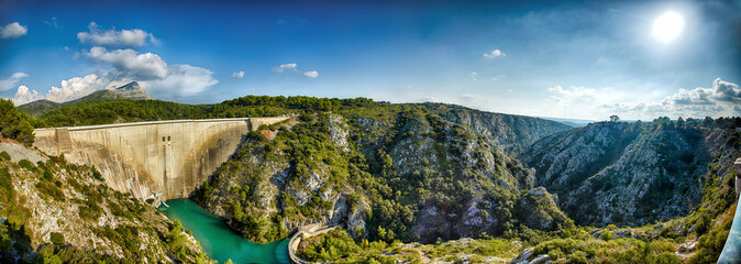 Dam wall in Bimont park, Provence, France