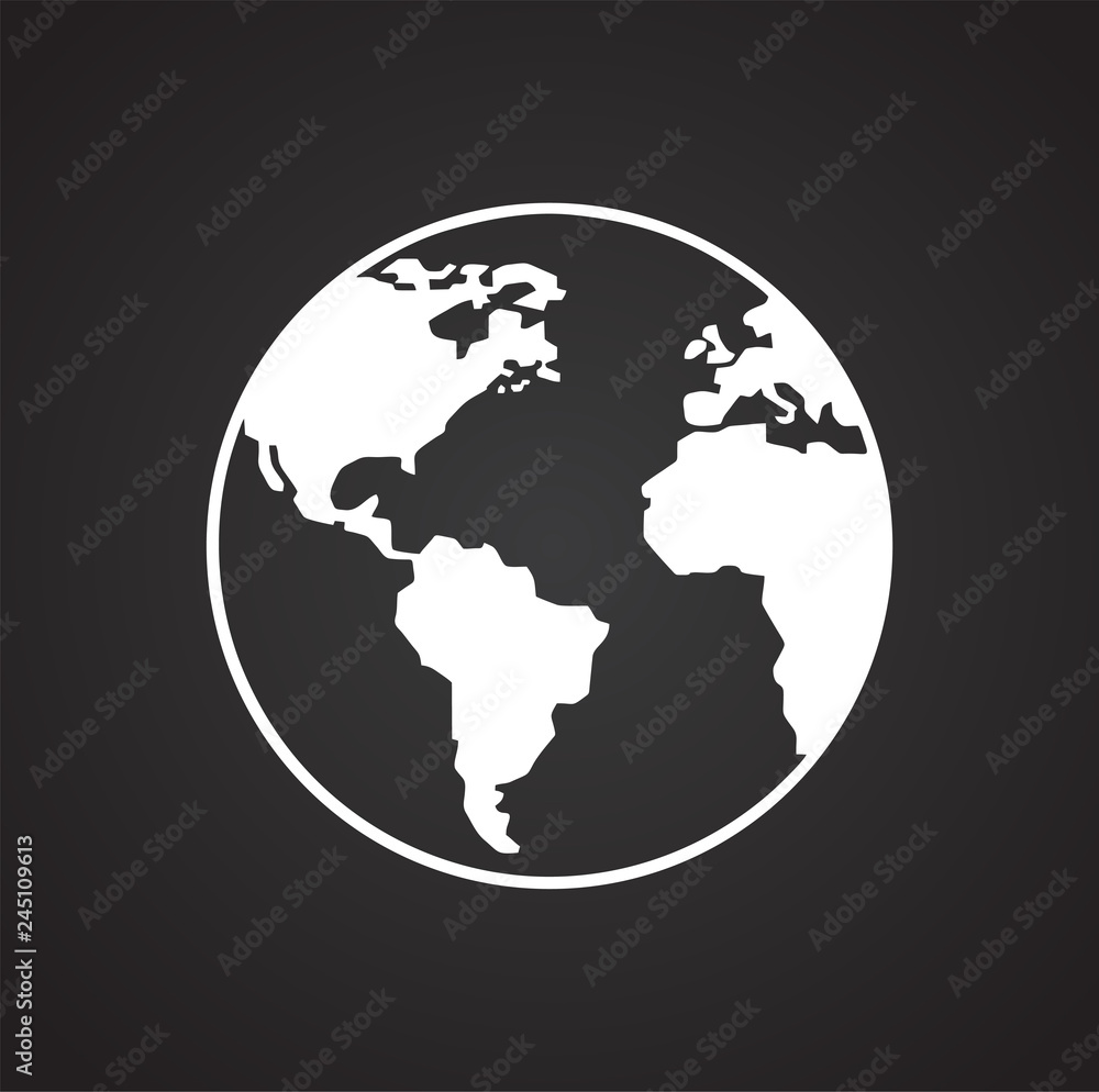 Poster globe icon on black background for graphic and web design, modern simple vector sign. internet conce