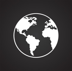 Globe icon on black background for graphic and web design, Modern simple vector sign. Internet concept. Trendy symbol for website design web button or mobile app
