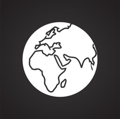 Globe icon on black background for graphic and web design, Modern simple vector sign. Internet concept. Trendy symbol for website design web button or mobile app