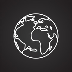 Globe icon on black background for graphic and web design, Modern simple vector sign. Internet concept. Trendy symbol for website design web button or mobile app