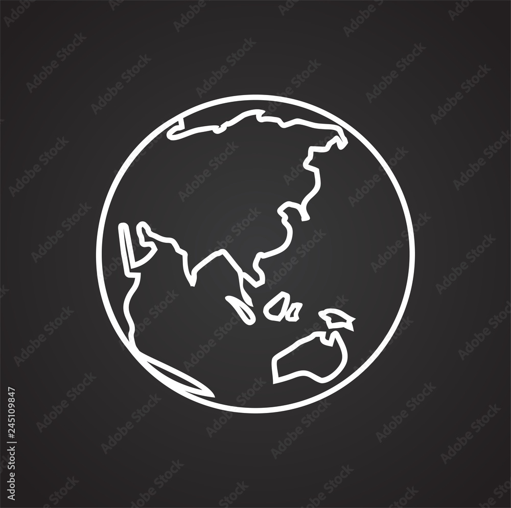 Poster globe icon on black background for graphic and web design, modern simple vector sign. internet conce