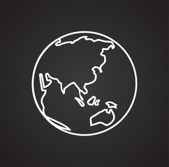 Globe icon on black background for graphic and web design, Modern simple vector sign. Internet concept. Trendy symbol for website design web button or mobile app