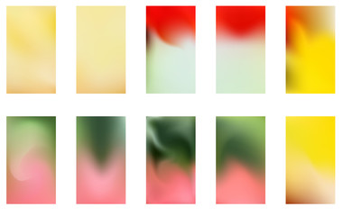 Fototapeta premium Big collection of neon pastel holographic gradients. Colorful backgrounds in trendy neon colors. Swatches for design.