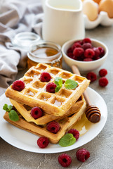 Homemade waffles with berries