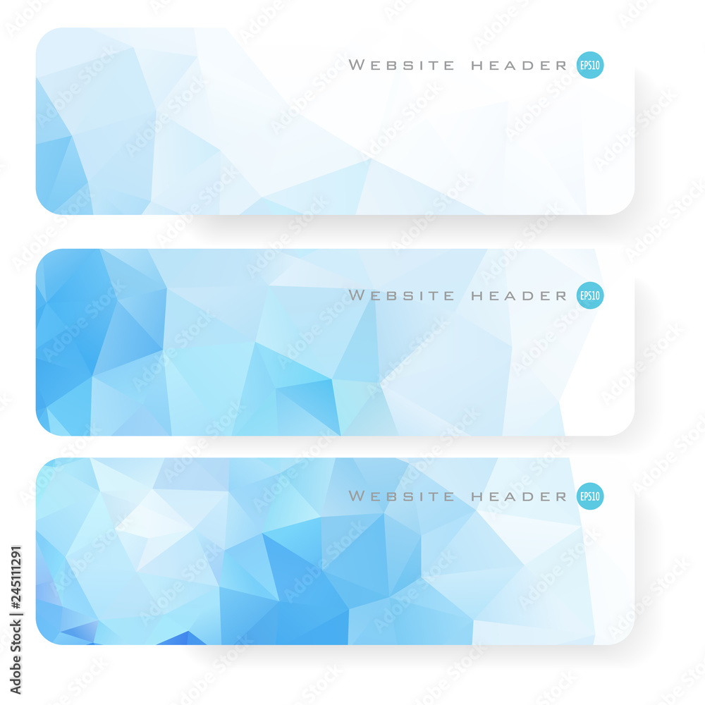 Poster vector design template set of banner, header for website with triangle geometric background