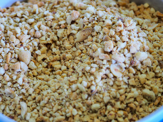 Garnish noodles seasoning Thai style on wood table- sugar, dried.