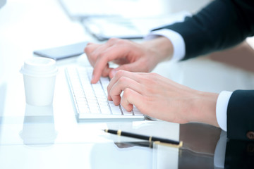 close up .businessman typing on computer keyboard.