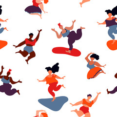 Body pozitive jumping women pattern