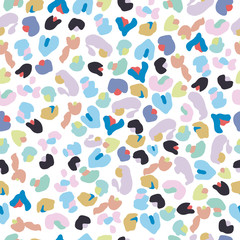 Colorful baby leopard pattern. Seamless colorful kids wallpaper