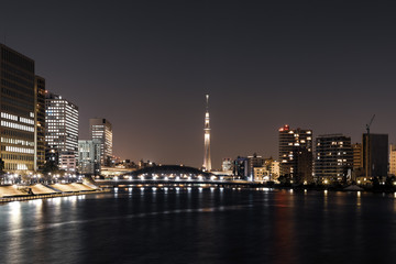 Fototapeta premium (東京都ｰ都市風景)新川から望む墨田方面の夜景１２