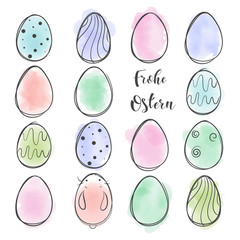 Cute rabbit in cartoon style. Easter theme. Hand drawn lettering. Vector illustration. Elements for greeting card, poster, banners. T-shirt, notebook and sticker design