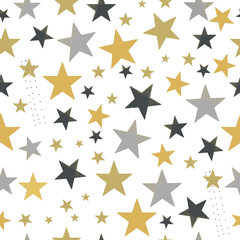 Shining golden and silver colored stars pattern