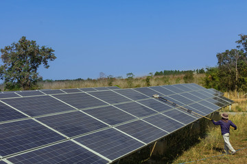 Solar panel, alternative electricity source - concept of sustainable resources, This's the sun tracking systems, Cleaning will increase performance to high