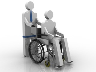 3d illustration patient in wheel chair