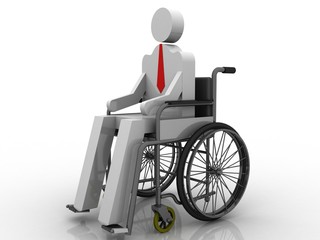3d illustration patient in wheel chair