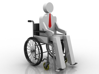 3d illustration patient in wheel chair