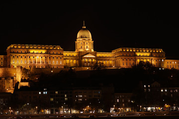 Naklejka na ściany i meble Royal Palace or Buda Castle at evening, Budapest in Hungary.