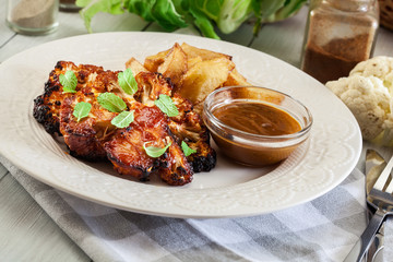 Vegetarian roasted cauliflower steak with herbs