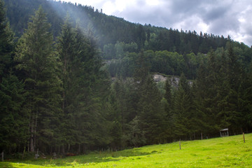 Beautiful nature of Austria mountains, waterfalls, rivers and forests