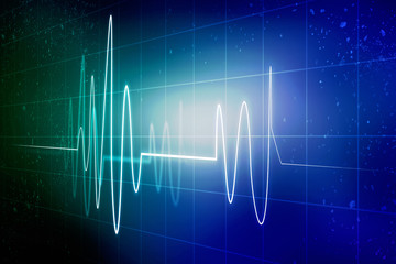 Heart with cardiogram - 2D illustration
