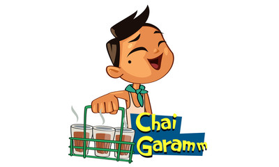Chai garam sticker cartoon vector illustration