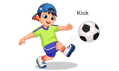 Cute Boy Kicking Soccer Ball
