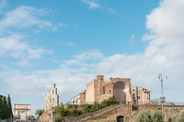 Fototapeta premium ROME, ITALY - January 17, 2019: Street view of downtown in Rome, ITALY