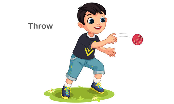 Cute boy throwing a ball
