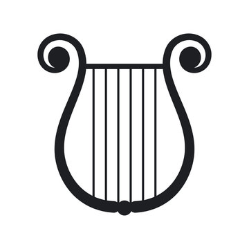 Lyre black silhouette. Vector flat icon isolated on white background.