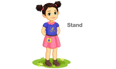 Cute girl in standing pose vector illustration