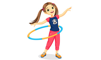 Cute girl playing hula hoop