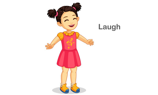 Cute girl laughing vector illustration
