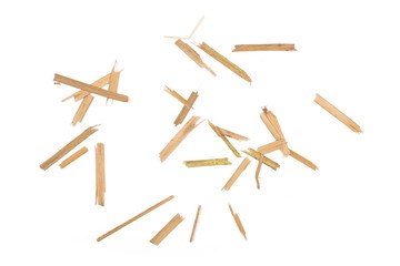 Dry cut grass leaves isolated on white background and texture, top view