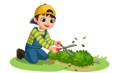 Cute little Gardener boy vector illustration