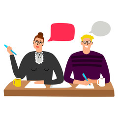 Cartoon character HR managers interview vector illustration. Hr people, recruitment manager, hire resource